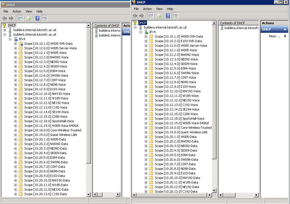 DHCP-серверы, обслуживающие разделенные области для нескольких подсетей