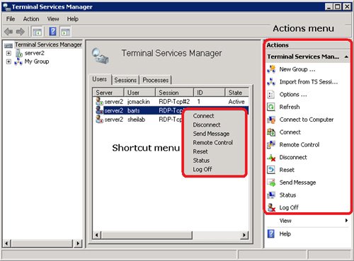 Terminal services manager