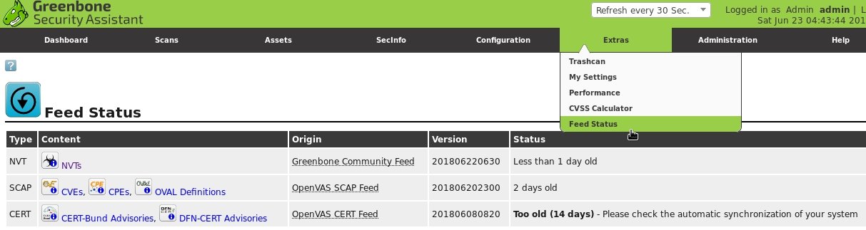 Статус подачи OpenVAS CERT: пожалуйста, проверьте автоматическую синхронизацию вашей системы