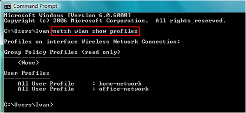 netsh wlan показать профиль