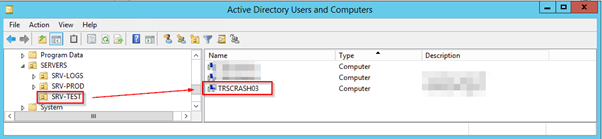 Рисунок 4. Параметры Active Directory - пользователи и компьютеры, показывающие, к какому тестируемому хосту применен этот GP