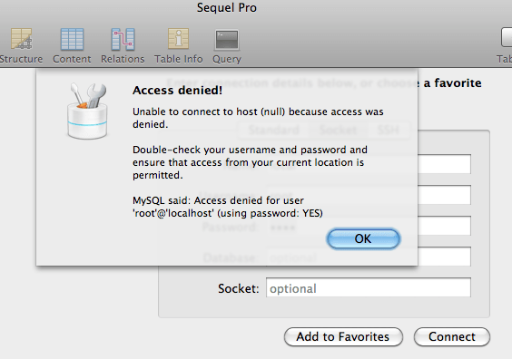 Mysql connect access denied for user