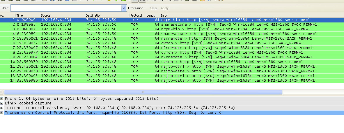 Захват Wireshark