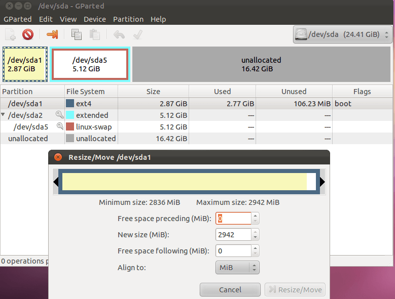 Ubuntu увеличить размер диска. Disk size. как установить gparted ubuntu виртуальная машина. size on disk. почему size и size on disk.