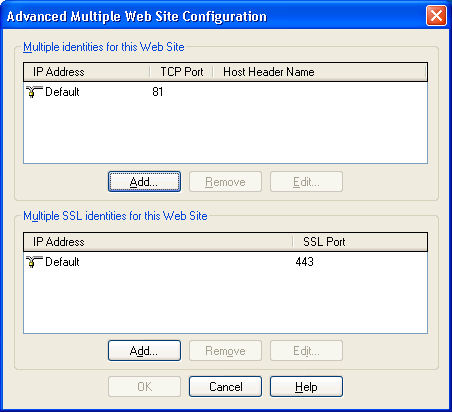 Привязки IIS