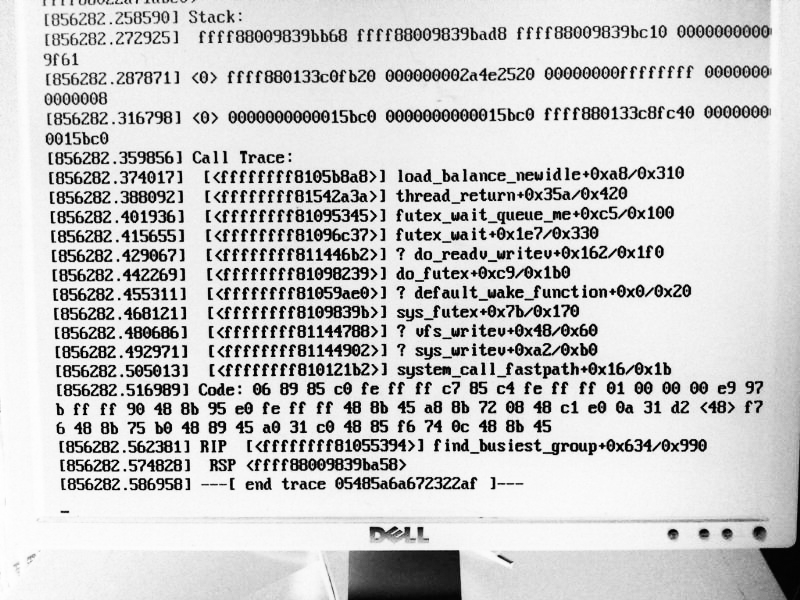 Дамп стека сбоя ядра в load_balance_newidle, вызванного из thread_return