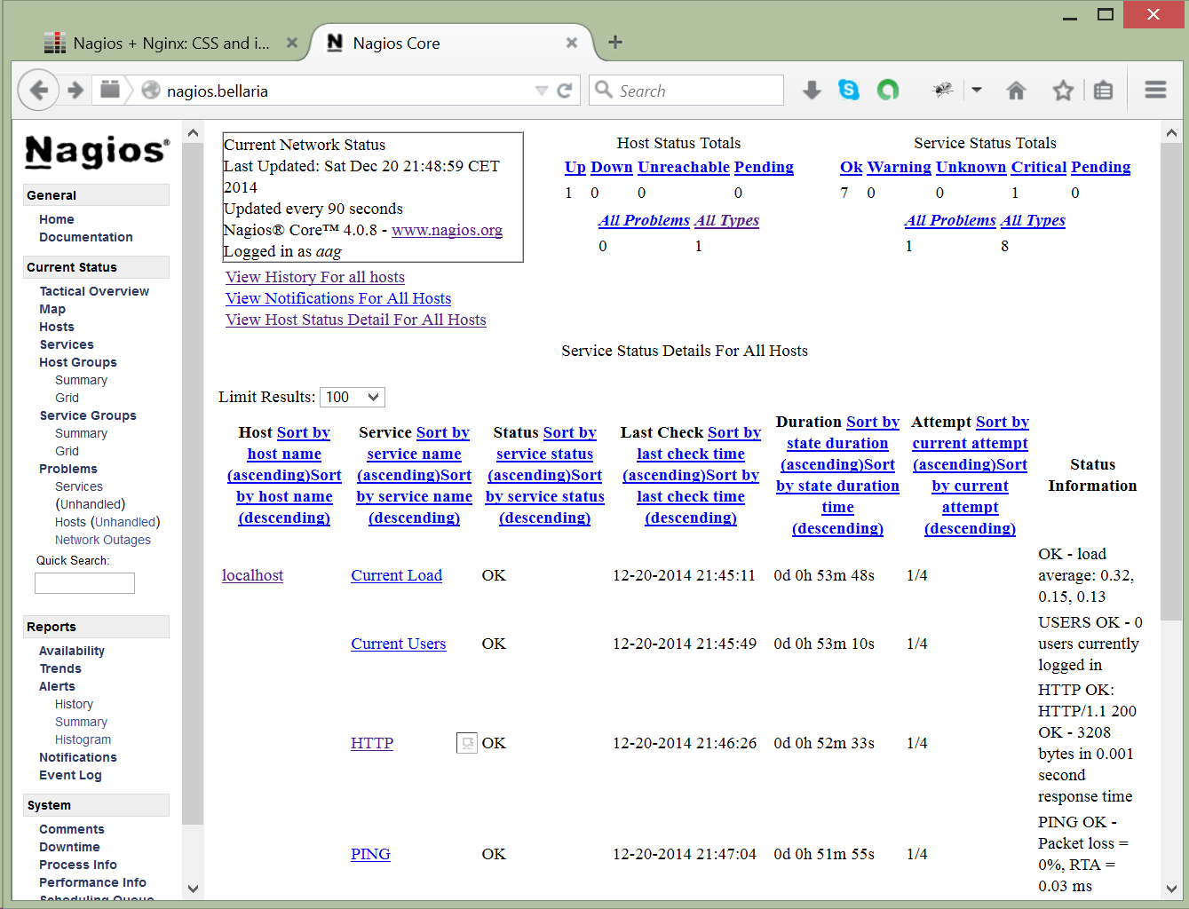 Скриншот Nagios