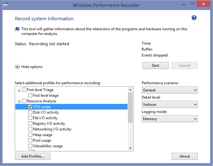 Windows Performance Recorder