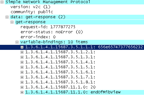 Wireshark захват SNMP ответа