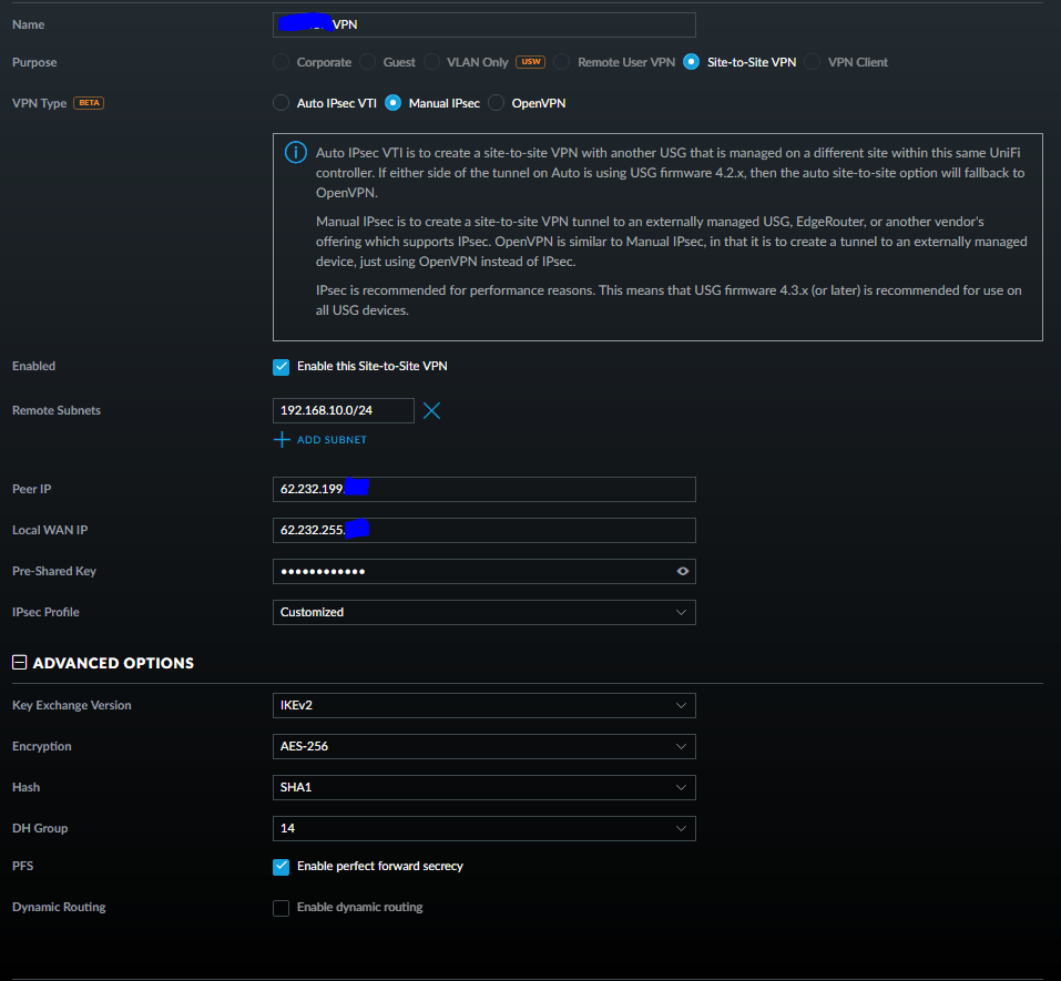 IPSec Config от UniFi